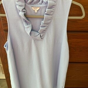 Crown & Ivy Soft Blue Ruffled Sleeveless Blouse